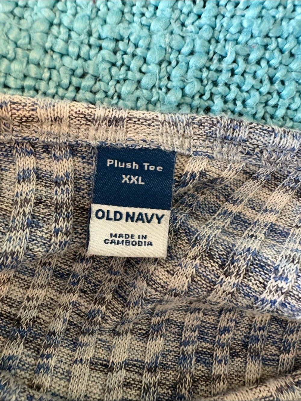 Old Navy Blue and Gray Ribbed Long Sleeve Plush Tee XXL - Picture 7 of 8